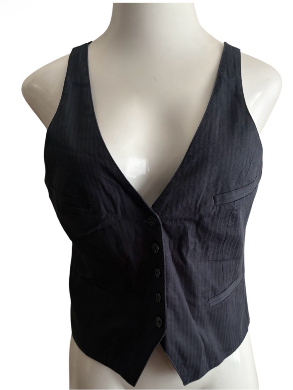 Vintage Forever 21 Black Pinstripe Tailored Vest M